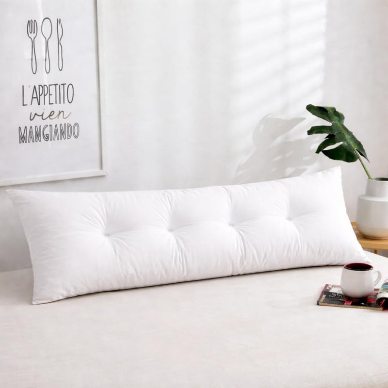 El-Kobtan Extra Long Body Pillow, White, Soft Hypoallergenic Fiber Filling, Breathable Cotton Cover, Full Body Support for Sleeping, Back, Side & Pregnancy Comfort (150 * 40) - Image 1