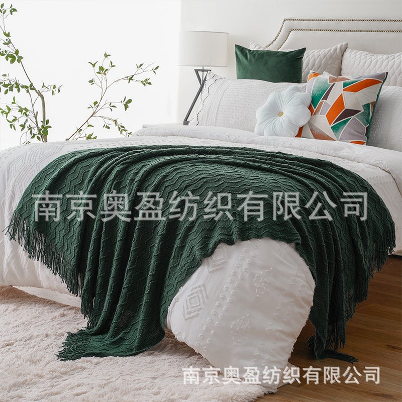 Nordic Blanket Shawl Solid Color Knitted Blanket Sofa Blanket Nap Blanket Pography Blanket Tassel Shawl Blanket - Image 5