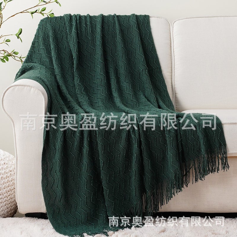 Nordic Blanket Shawl Solid Color Knitted Blanket Sofa Blanket Nap Blanket Pography Blanket Tassel Shawl Blanket - Image 4