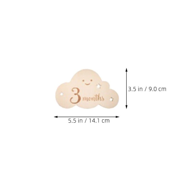 Cloud Shaped Wooden Monthly Photo Discs Double Sided Baby Cards Newborn Photography Props - Image 5