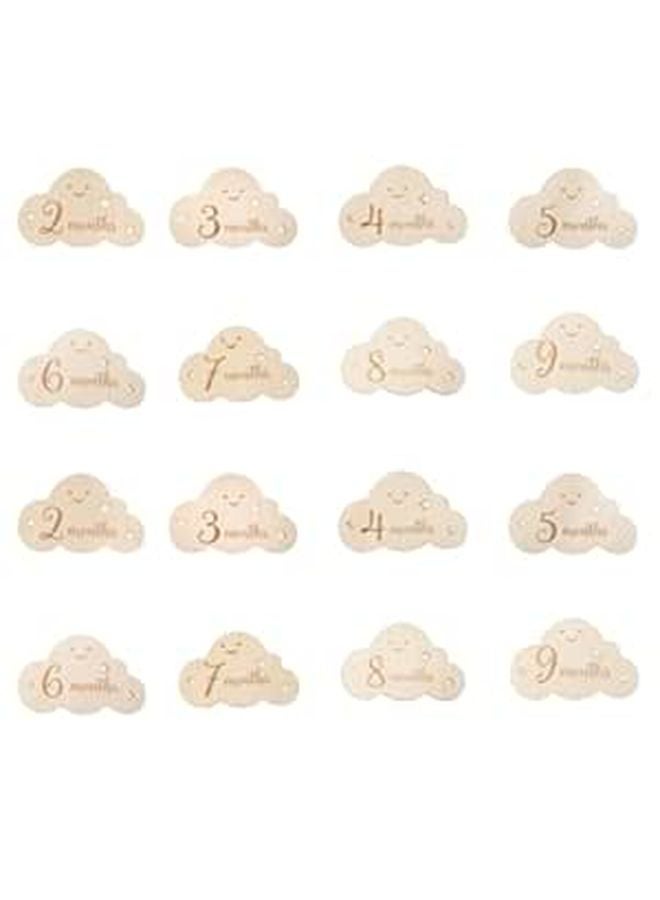 Cloud Shaped Wooden Monthly Photo Discs Double Sided Baby Cards Newborn Photography Props - Image 1