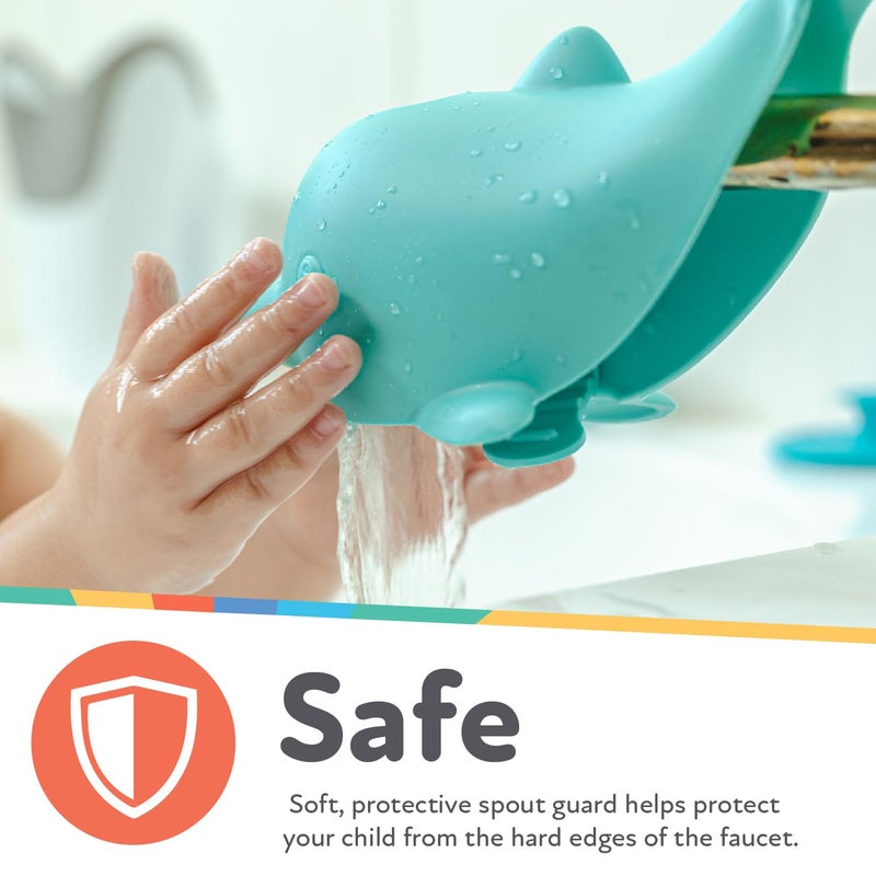 Nuby Bathtub Safety Spout Guard  Compatible with Most Standard Faucets  Bath Toys  Dolphin - Image 3