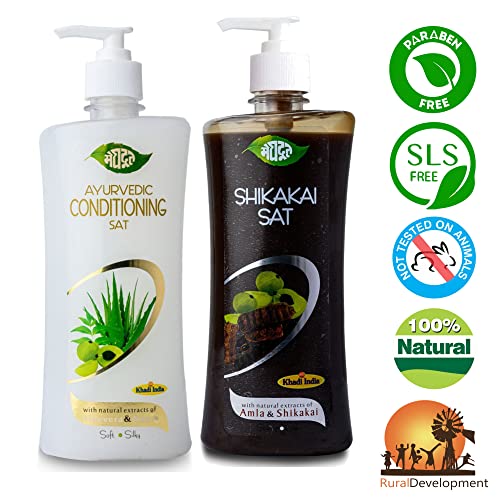 Meghdoot Ayurvedic Shampoo Combo Pack Of Shikakai Shampoo With Amla 500ml And Conditioning With Aloevera And Neem 500ml For Dry And Damaged Hair (Pack of 2) - Image 5