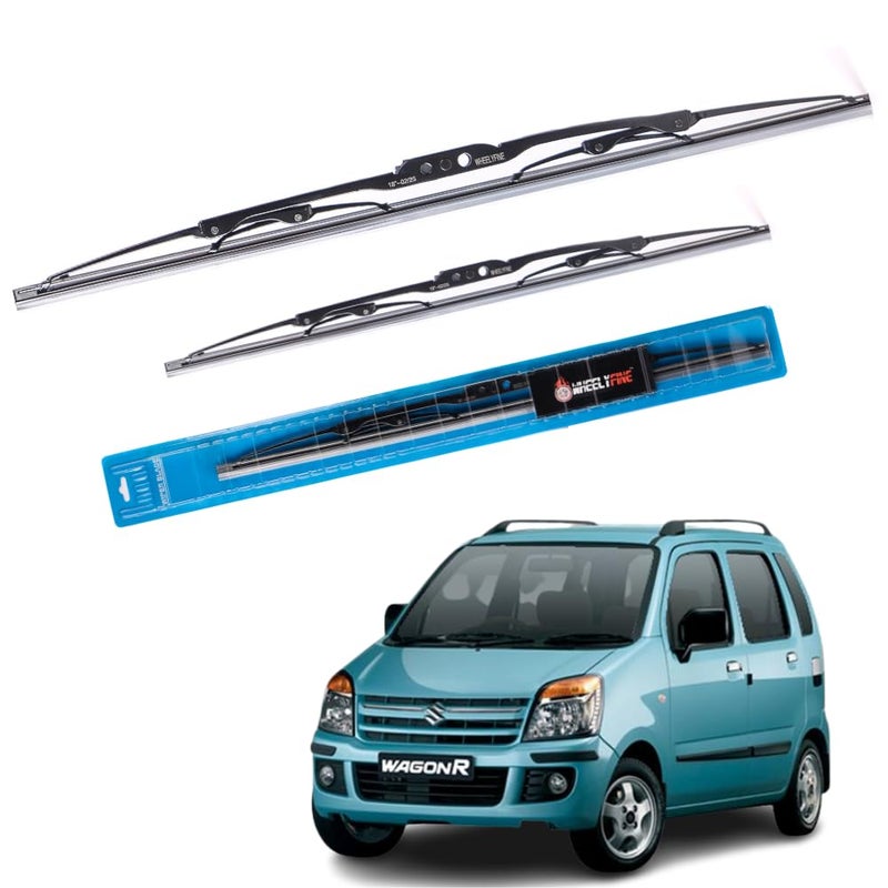 Wheelyfine Car Wiper Blades | Metal Frame | Water Repellent Windshield Wipers | Blade Refills (Maruti Wagon-R (2000-2010) Dr 18"/Pa 16") - Image 1