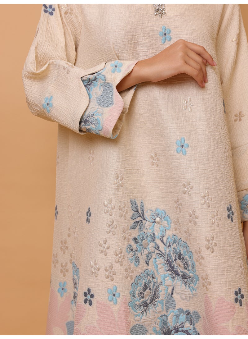 IKKXA Beautiful Design Printed Jalabiya Floral Details - Image 2
