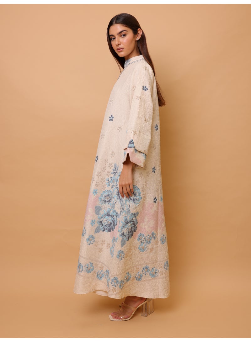 IKKXA Beautiful Design Printed Jalabiya Floral Details - Image 3