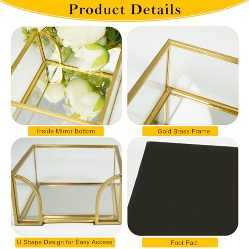 Shonmogar Sticky Note Holder Glass Post It Note Dispenser, 3 x 3 Inch Gold Sticky Note Dispenser, Stylish Post It Holder for Desk Home Office Decor - Image 4