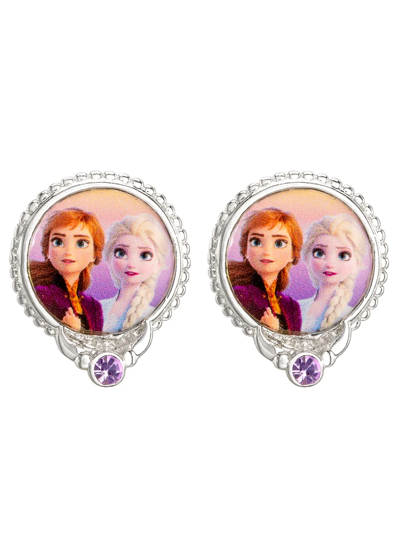 ديزني Frozen II Anna And Elsa Silver Plated Brass Stud Earrings EF00654SRVL