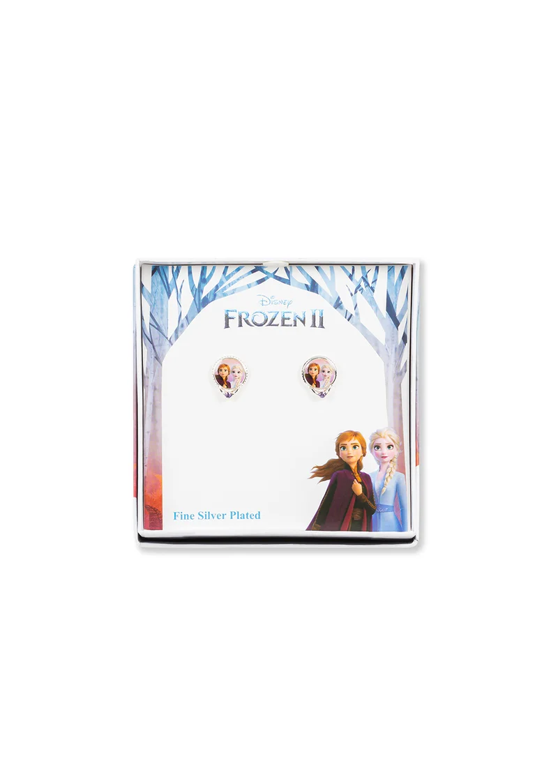 ديزني Frozen II Anna And Elsa Silver Plated Brass Stud Earrings EF00654SRVL