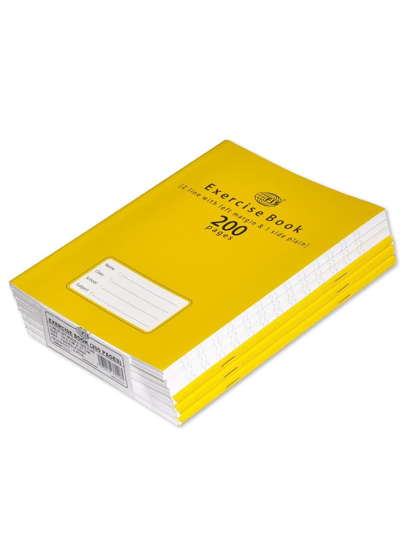 FIS Exercise Book 200 Pages, 2 Line, 1 Side - Plain, Size 16.5 X 21 Cm, Pack Of 6 - FSEB2LP200N - Image 1