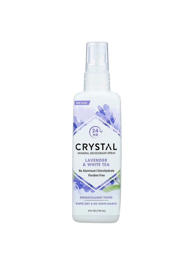 Crystal Essence Mineral Deodorant Body Spray Lavendar & White Tea 4 oz - Image 1