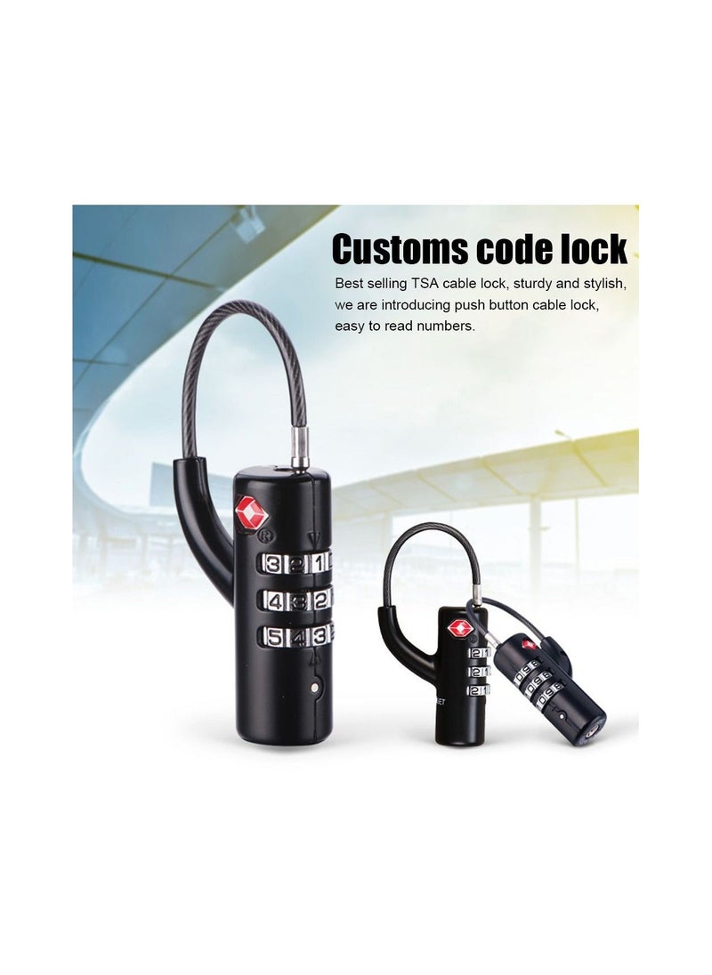 High Security TSA Luggage Strap Customs Code Password Portable Locks Small Padlock Waterproof Anti-Theft Lock with Steel Cable black - pzsku/ZDB138430517252BDD718Z/45/_/1685029143/9b095bb5-0057-4d0d-9be9-dec04c83edc7