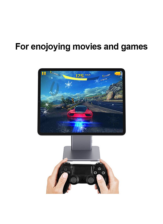 Generic - 6 in 1 Hub Multifunctional Magnetic Stand for iPad Pro 12.9 inch 360°Rotation 80°Tilt Card Reader 4K@60Hz HD 5Gps USB 60W PD 3.5mm Audio - Image 1