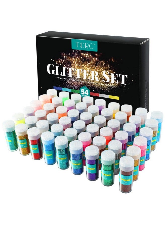 Torc Extra Fine Glitter Set 54 Colors Holographic Fine Glitter For Crafts Tumblers Slime Nails Art Cosmetic Festival Decor Assorted Body Face Hair Glitter Bulk Christmas Halloween Glitter - Image 1