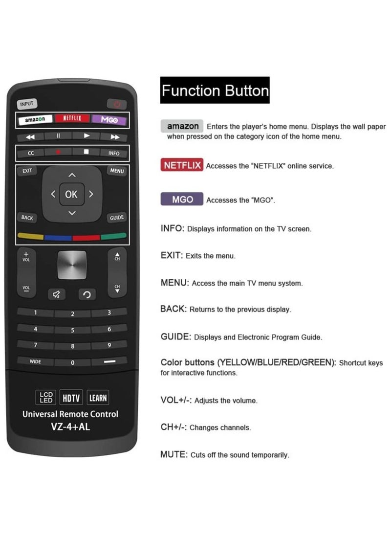 Raxoom - Universal Remote Control Compatible Replacement for Vizio E Series TV/M Series TV/HDTV/LCD/LED - Image 1