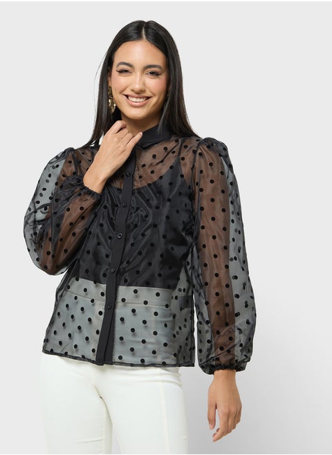 Sheer Button Down Top