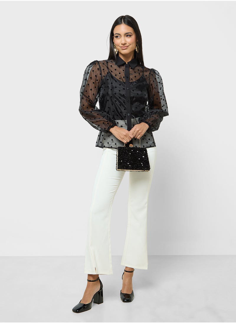 ELLA - Sheer Button Down Top - Image 1