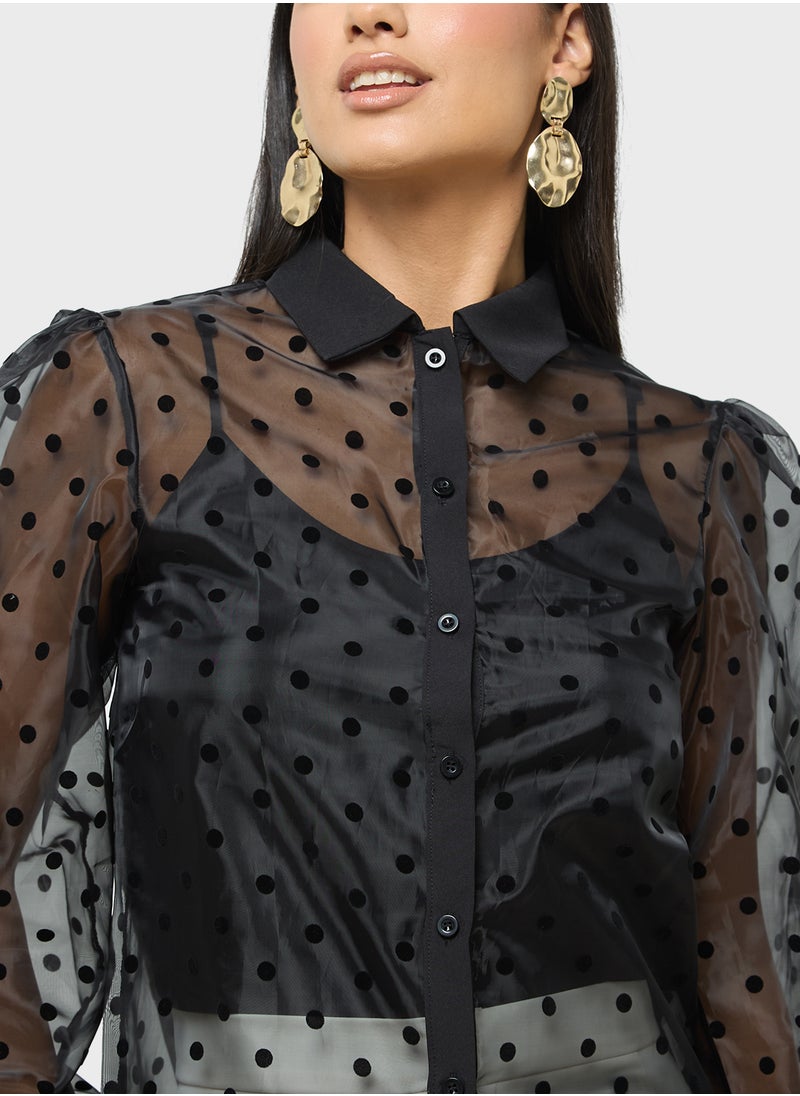 ELLA - Sheer Button Down Top - Image 1