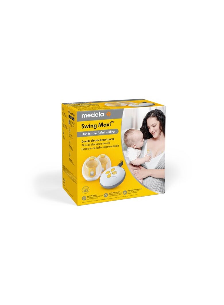 مضخة الثدي الكهربائية المزدوجة Medela Swing Maxi (بدون استخدام اليدين) - تصميم سهل وبديهي للاستخدام أثناء التنقل، ومتوافقة مع تطبيق Medela Family. - Image 1