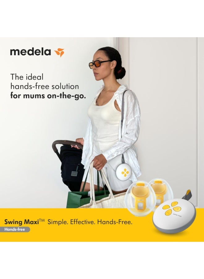 مضخة الثدي الكهربائية المزدوجة Medela Swing Maxi (بدون استخدام اليدين) - تصميم سهل وبديهي للاستخدام أثناء التنقل، ومتوافقة مع تطبيق Medela Family. - Image 2