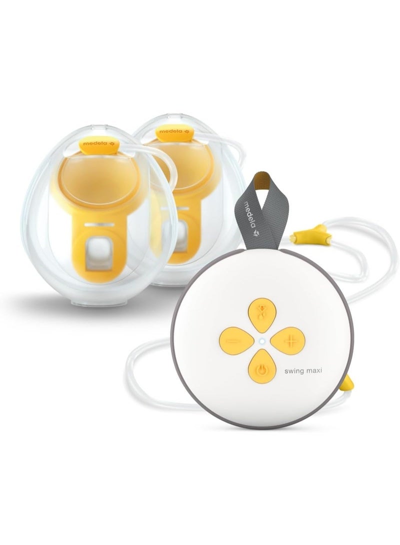 مضخة الثدي الكهربائية المزدوجة Medela Swing Maxi (بدون استخدام اليدين) - تصميم سهل وبديهي للاستخدام أثناء التنقل، ومتوافقة مع تطبيق Medela Family. - Image 1