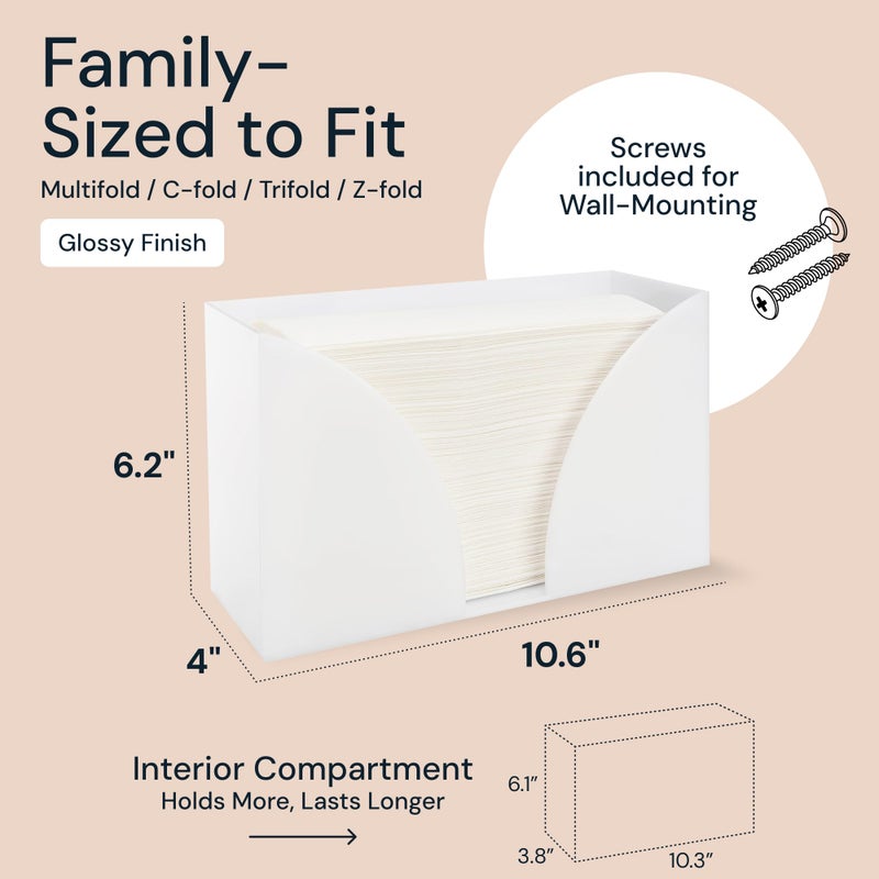 Simplyimagine Countertop Paper Towel Holder Dispenser - White Acrylic Storage For Kitchen Or Bathroom Use For Multifold  C Fold  Trifold  Z Fold Hand Towel Napkins Wipes - Commercial Or Home Use - Image 3