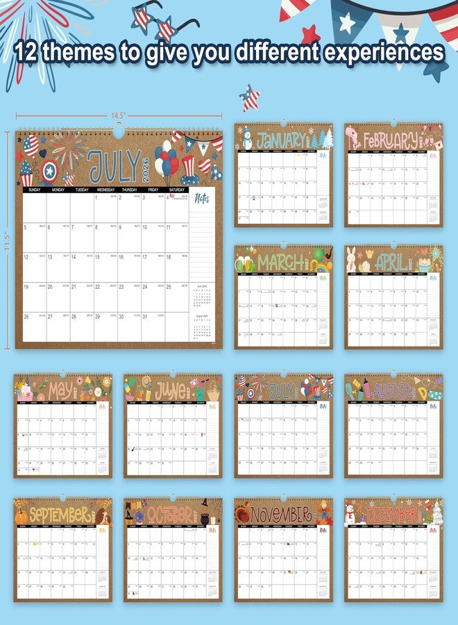 Lortarl 2025-2026 Wall Calendar - 18 Months Wall Calendar from Jul. 2025 to Dec. 2026, 2025-2026 Calendar Wall with 12 Themes and Julian Dates, Cute & Funny, 14.5" x 11.5" - Image 5