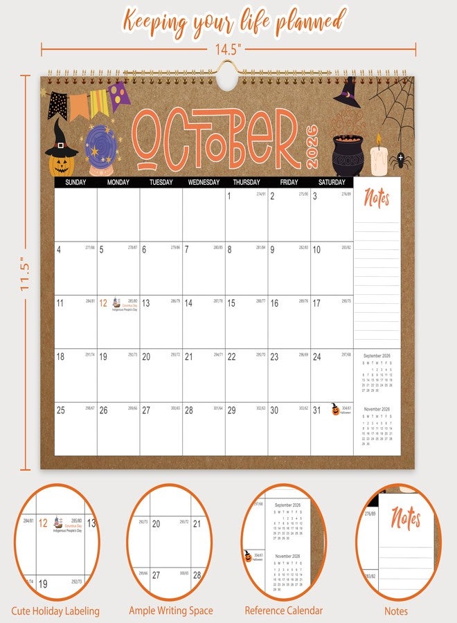 Lortarl 2025-2026 Wall Calendar - 18 Months Wall Calendar from Jul. 2025 to Dec. 2026, 2025-2026 Calendar Wall with 12 Themes and Julian Dates, Cute & Funny, 14.5" x 11.5" - Image 3