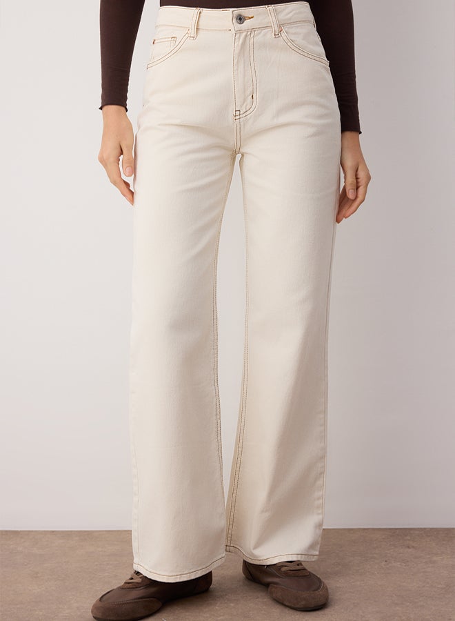 trendyol Ecru High Waist Wide Leg Jeans TWOAW24JE00274 - Image 3