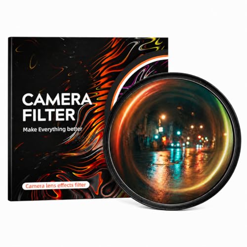 Besvalo Camera Vortex Effect Filter, 82MM Prism Film Special Effects Glass Lens Photography Accessories for DSLR Cinematice Video and Photo, Filter Pouch Included - Image 1