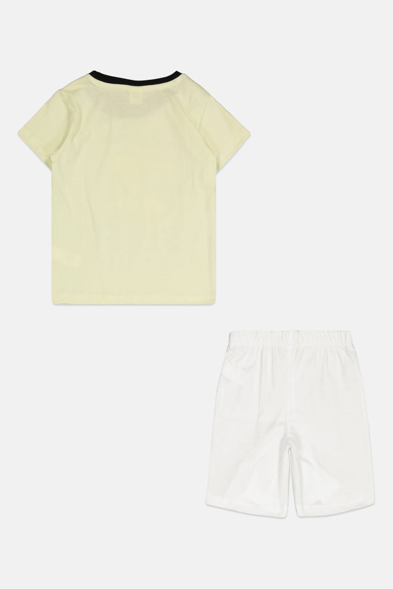 Peanuts Toddlers Girl 2 Piece Short Sleeve Top And Shorts Set, Light Green/White - Image 2