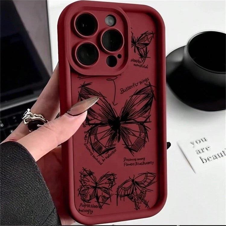 حافظة هاتف بتصميم فراشة متفجرة عبر الحدود لأبل 11 غير لامعة 13 حافظة واقية 11 بروماكس - Image 1