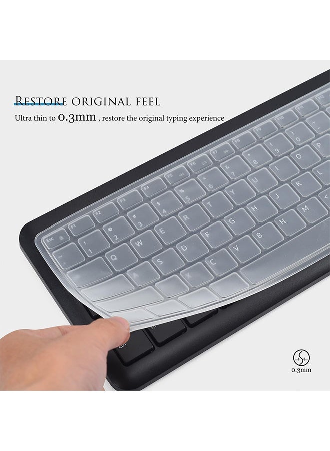 2PCS Keyboard Cover Skin Compatible with Dell Wireless Keyboard KM3322W, Dell KM3322W Wireless Keyboard Protector,Dell Wireless Keyboard Desktop Protective Skin - Clear/Black - Image 4