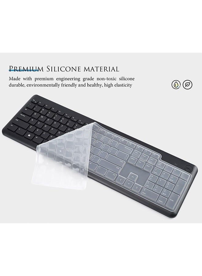 2PCS Keyboard Cover Skin Compatible with Dell Wireless Keyboard KM3322W, Dell KM3322W Wireless Keyboard Protector,Dell Wireless Keyboard Desktop Protective Skin - Clear/Black - Image 3
