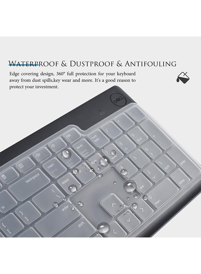 2PCS Keyboard Cover Skin Compatible with Dell Wireless Keyboard KM3322W, Dell KM3322W Wireless Keyboard Protector,Dell Wireless Keyboard Desktop Protective Skin - Clear/Black - Image 5
