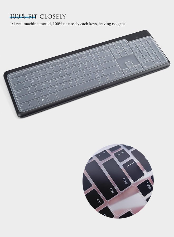 2PCS Keyboard Cover Skin Compatible with Dell Wireless Keyboard KM3322W, Dell KM3322W Wireless Keyboard Protector,Dell Wireless Keyboard Desktop Protective Skin - Clear/Black - Image 2