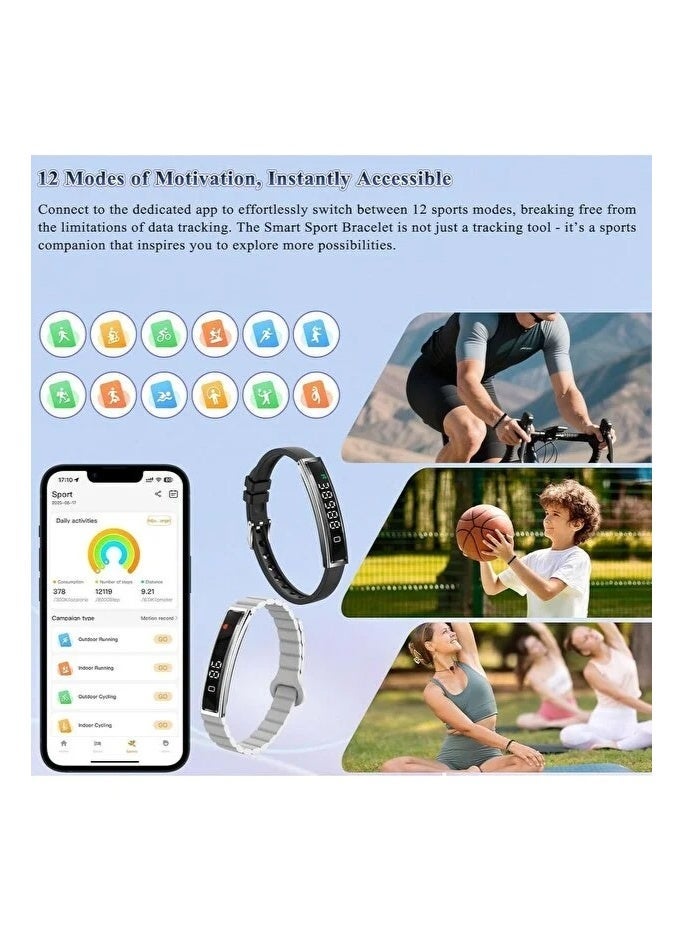 Gulf Trend Smart Fitness Band for Unisex with OLED Display, Heart Rate Monitor, Step Counter, Sleep Tracking, Call & Message Notifications, Waterproof Activity Tracker with 2 Interchangeable Straps - Image 4