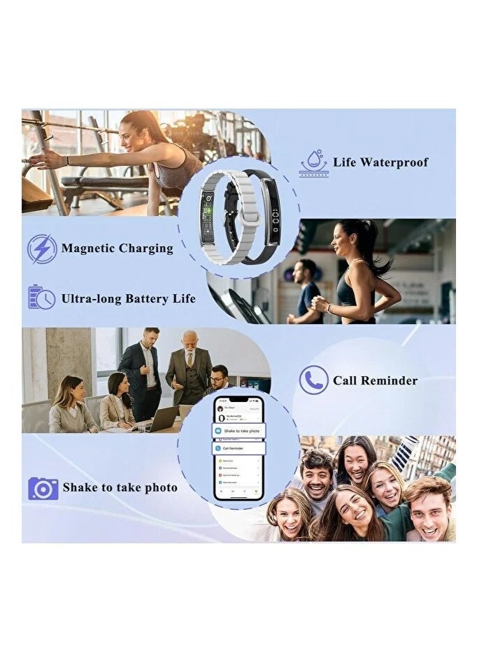 Gulf Trend Smart Fitness Band for Unisex with OLED Display, Heart Rate Monitor, Step Counter, Sleep Tracking, Call & Message Notifications, Waterproof Activity Tracker with 2 Interchangeable Straps - Image 3