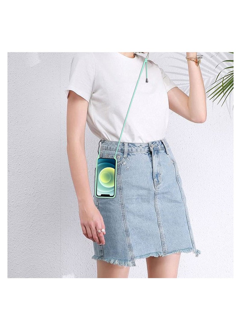 SYOSI SYOSI 6.1 inch Crossbody Case Compatible with iPhone 12/12 Pro, Mint Green, Scratch Resistant and Bumps TPU Material Phone Mobile Cover Neck Cord Lanyard Strap  - Image 2