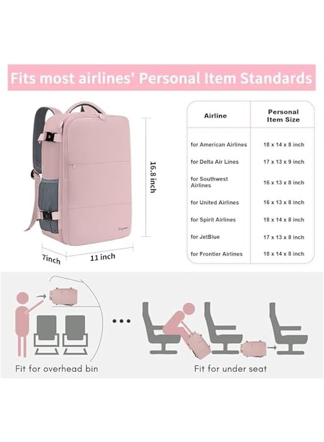 Arabest Travel Backpack for Women, Carry On Backpack with USB Charging Port & Shoe Pouch, TSA 15.6inch Laptop Mochila Flight Approved, Nurse Bag Casual Daypack for Weekender Business Hiking, Pink  - Image 3