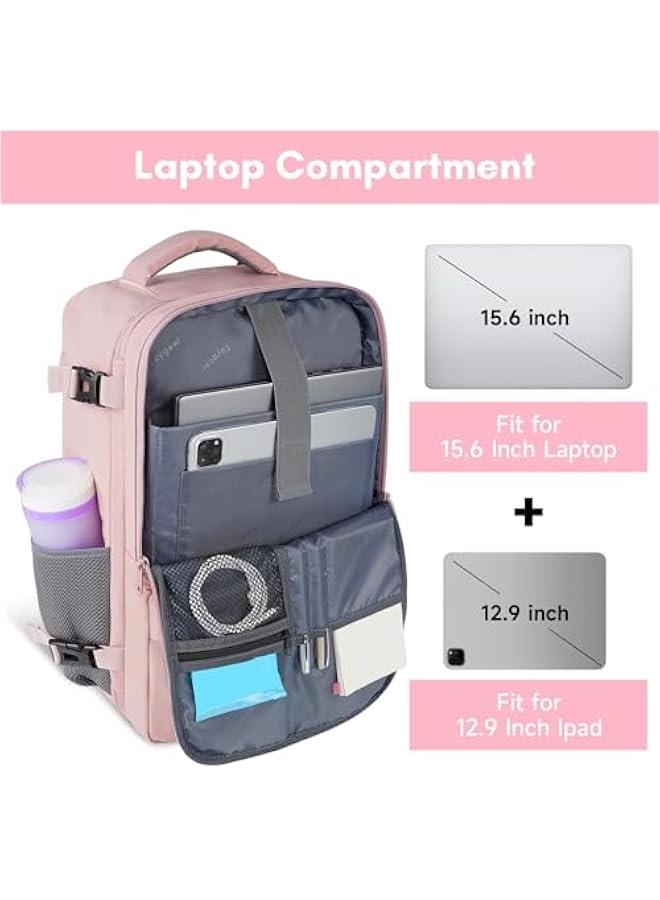 Arabest Travel Backpack for Women, Carry On Backpack with USB Charging Port & Shoe Pouch, TSA 15.6inch Laptop Mochila Flight Approved, Nurse Bag Casual Daypack for Weekender Business Hiking, Pink  - Image 5