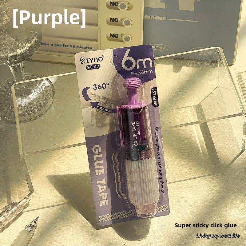 Generic Stylish Pen-Type Dot Adhesive with Refillable Correction Tape Purple