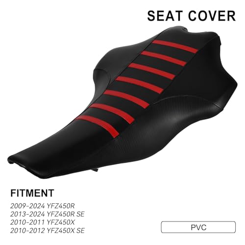 Wacece ATV Seat Cover Non-Slip Soft Waterproof for YFZ450R 2009-2024 YFZ450R SE 2013-2024 YFZ450X 2010-2011 YFZ450X SE 2010-2012, High Elastic Leather Red - Image 2