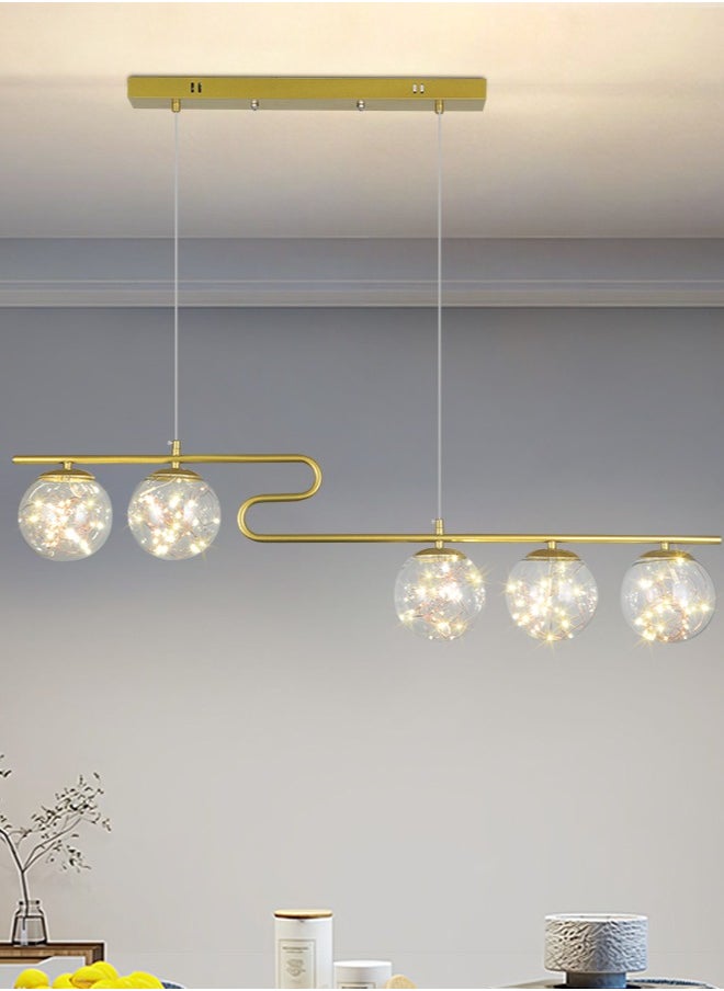 YATAI LIGHTING الثريات الحديثة قلادة ضوء لغرفة الطعام، 5 ضوء الزجاج السبوتنيك الثريا الذهبي الحديثة أضواء قلادة لغرفة المعيشة سقف معلق مصباح الإضاءة الداخلية، 30 واط  - Image 1