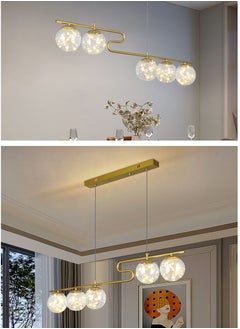 YATAI LIGHTING Modern Pendant Light Chandeliers for Dining Room,5-Light Glass Sputnik Chandelier Golden Modern Pendant Lights for Living Room Ceiling Hanging Lamp Indoor Lighting,30W  - Image 2
