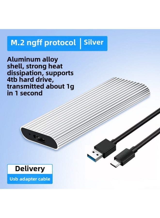 M2 Mobile Hard Disk Box NVME PCIe SSD Dual Protocol NGFF SATA Computer Solid State M.2 External Box-Color:Striped Silver Ngff/sata Motherboard  - Image 1