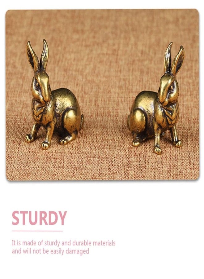 LESHOW Small Brass Rabbit Figurine Set 1 Pair Decorative Rabbit Statue Ornament for Home Animal Decor - Image 5