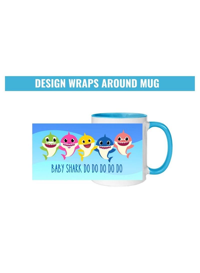 MEC Baby Shark Print Coffee Mug For Kids Light Blue Handle 11Oz - Image 3