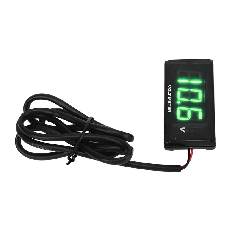 Motorcycle Digital Voltmeter, Digital Voltage Meter ABS LCD 2.24 X 1.06 X 0.43in Battery Voltage Meter with Left Bracket for Motorcycles (Green) - Image 1