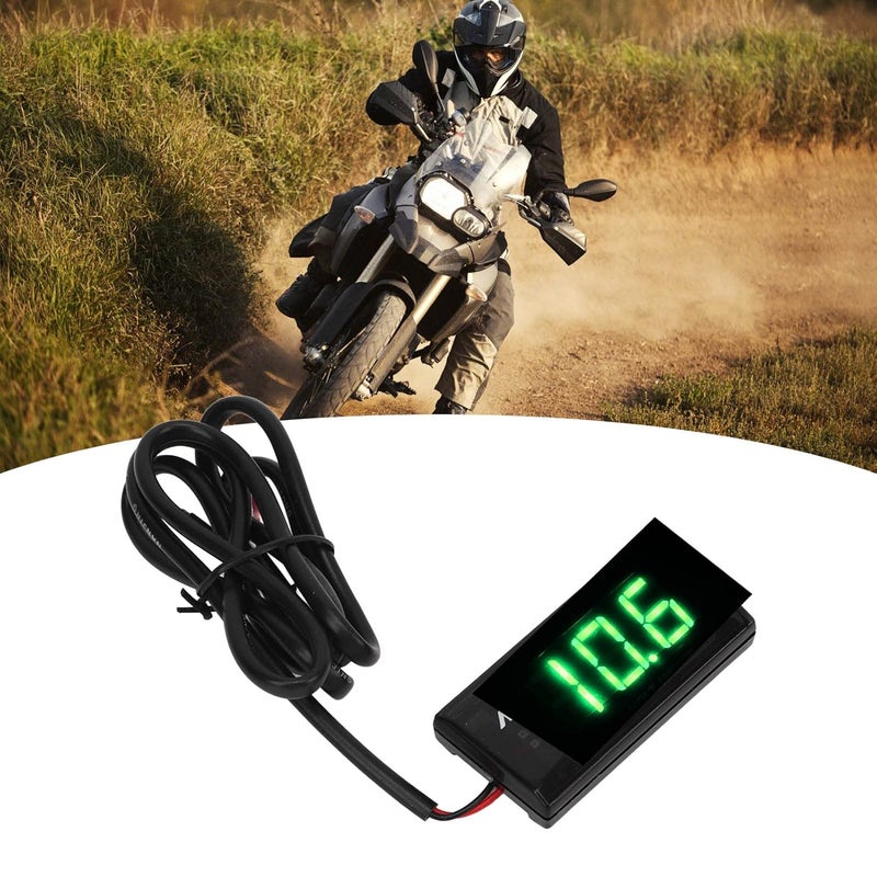 Motorcycle Digital Voltmeter, Digital Voltage Meter ABS LCD 2.24 X 1.06 X 0.43in Battery Voltage Meter with Left Bracket for Motorcycles (Green) - Image 2